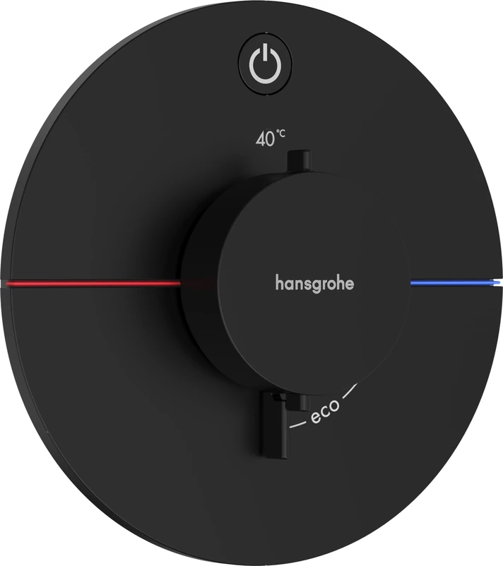 hansgrohe ShowerSelect Comfort S - thermostat conceiled, bathroom tap with safety stop at 40 °C, thermostat round for showers and bath tubs, shower mixer for 1 function, matt black, 15553670