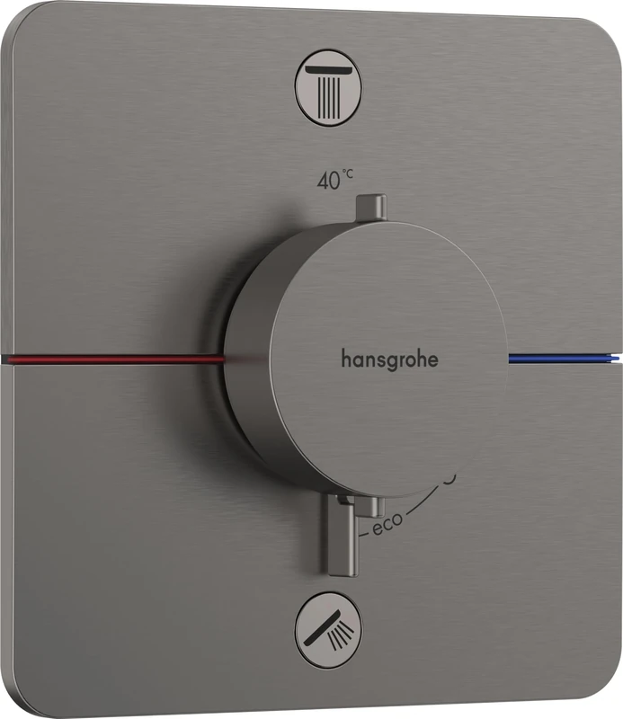 hansgrohe ShowerSelect Comfort Q - thermostat conceiled, bathroom tap with safety stop at 40 °C, thermostat for showers and bath tubs, shower mixer for 2 functions, brushed black chrome, 15583340