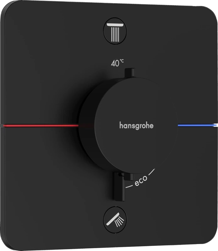 hansgrohe ShowerSelect Comfort Q - thermostat conceiled, bathroom tap with safety stop at 40 °C, thermostat for showers and bath tubs, shower mixer for 2 functions, matt black, 15583670