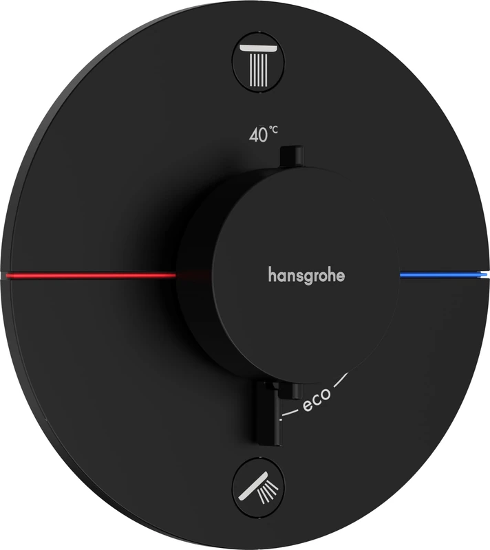 hansgrohe ShowerSelect Comfort S - thermostat conceiled, bathroom tap with safety stop at 40 °C, thermostat round for showers and bath tubs, shower mixer for 2 functions, matt black, 15556670