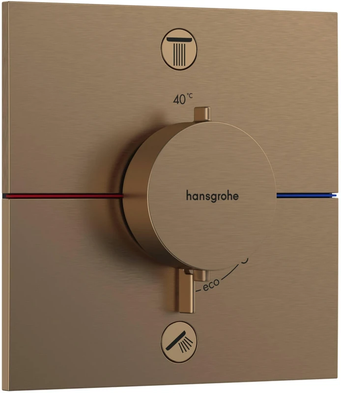 hansgrohe ShowerSelect Comfort E - thermostat conceiled, bathroom tap with safety stop at 40 °C, thermostat square for showers and bath tubs, shower mixer for 2 functions, brushed bronze, 15578140