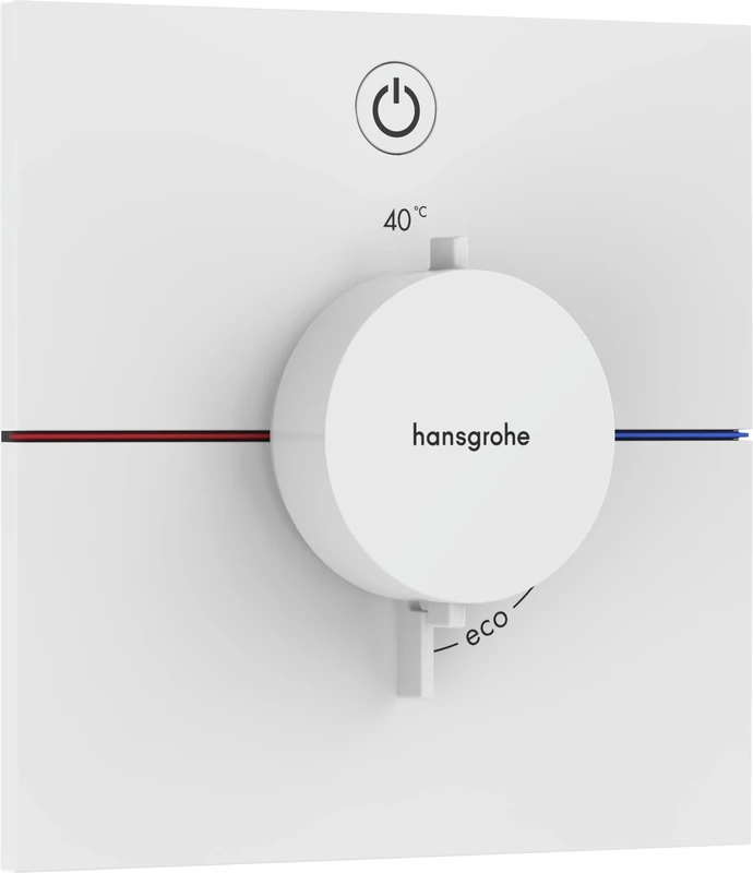 hansgrohe ShowerSelect Comfort E - thermostat conceiled, bathroom tap with safety stop at 40 °C, thermostat square for showers and bath tubs, shower mixer for 1 function, matt white, 15571700