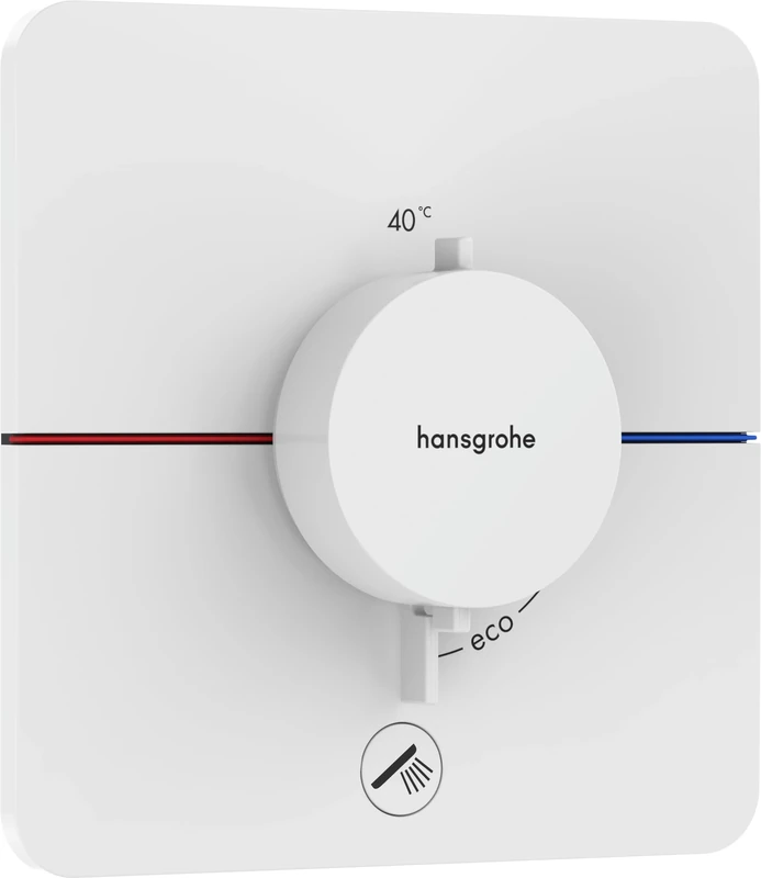 hansgrohe ShowerSelect Comfort Q - thermostat conceiled, bathroom tap with safety stop at 40 °C, thermostat for showers and bath tubs, shower mixer for 1 function, matt white, 15589700