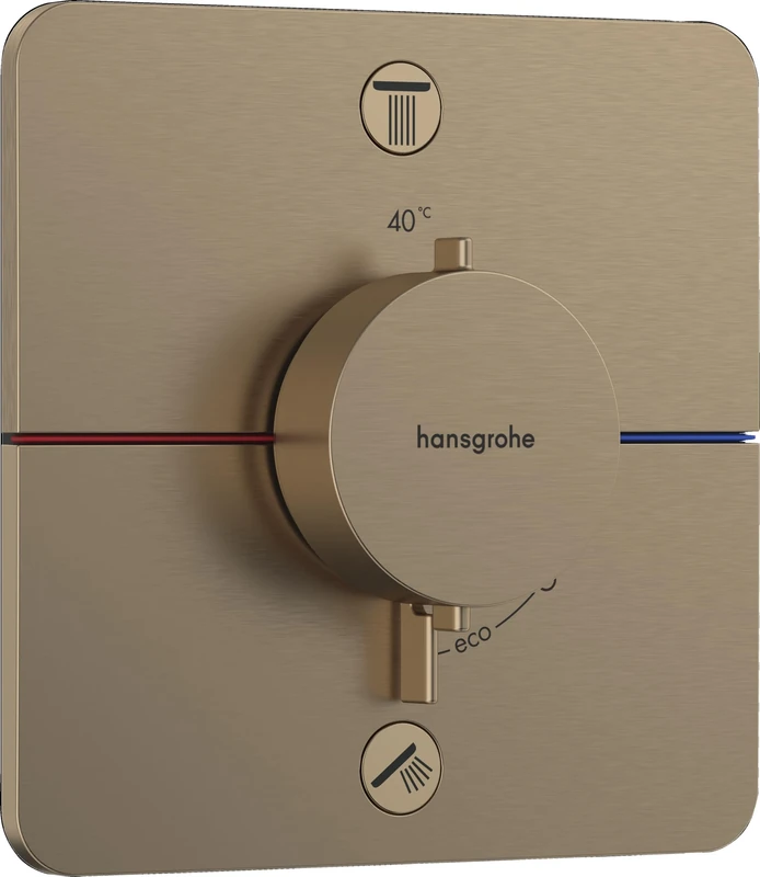 hansgrohe ShowerSelect Comfort Q - thermostat conceiled, bathroom tap with safety stop at 40 °C, thermostat for showers and bath tubs, shower mixer for 2 functions, brushed bronze, 15583140