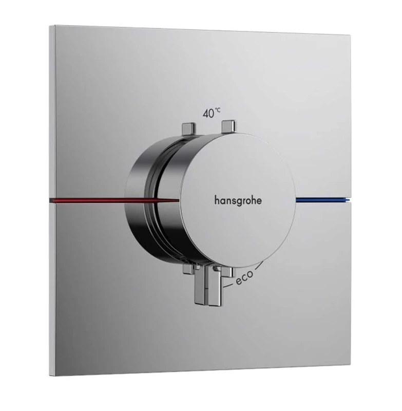 hansgrohe ShowerSelect Comfort E - thermostat conceiled, bathroom tap with safety stop at 40 °C, thermostat square for showers and bath tubs, shower mixer for 3 functions, chrome, 15574000
