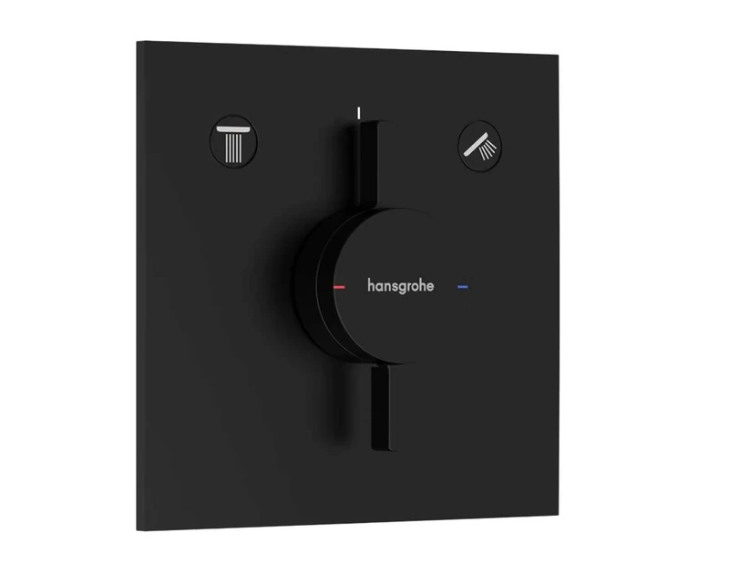 hansgrohe DuoTurn E - shower mixer conceiled for 2 functions, shower mixer tap square, single lever shower mixer for iBox universal 2, matt black, 75417670