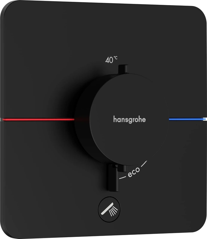 hansgrohe ShowerSelect Comfort Q - thermostat conceiled, bathroom tap with safety stop at 40 °C, thermostat for showers and bath tubs, shower mixer for 1 function, matt black, 15589670