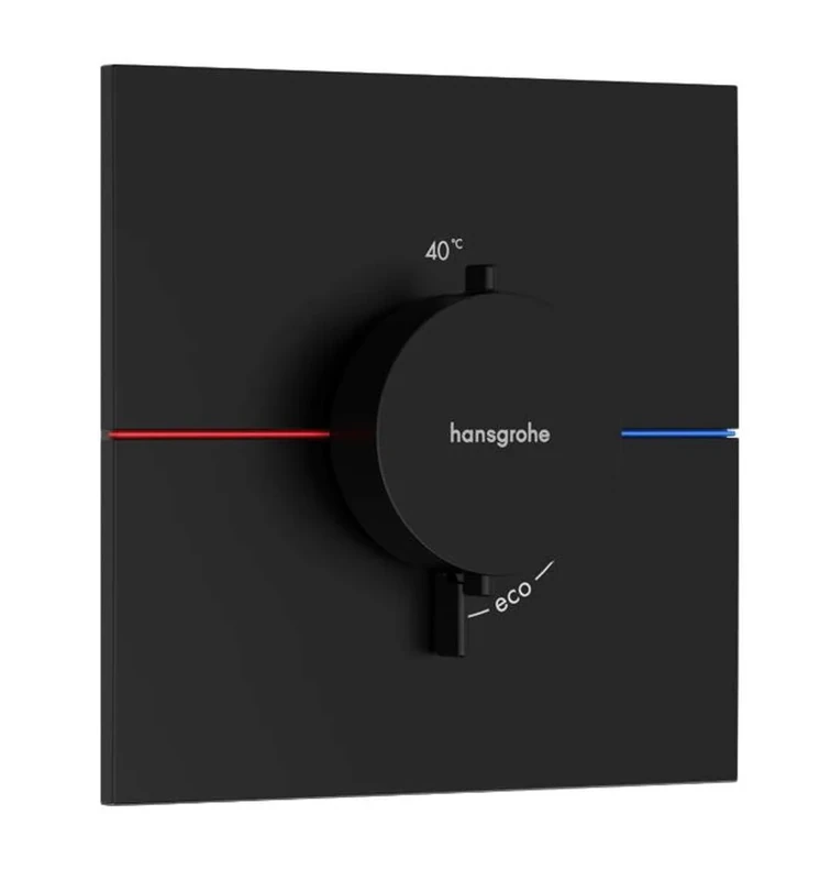 hansgrohe ShowerSelect Comfort E - thermostat conceiled, bathroom tap with safety stop at 40 °C, thermostat square for showers and bath tubs, shower mixer for 3 functions, matt black, 15574670