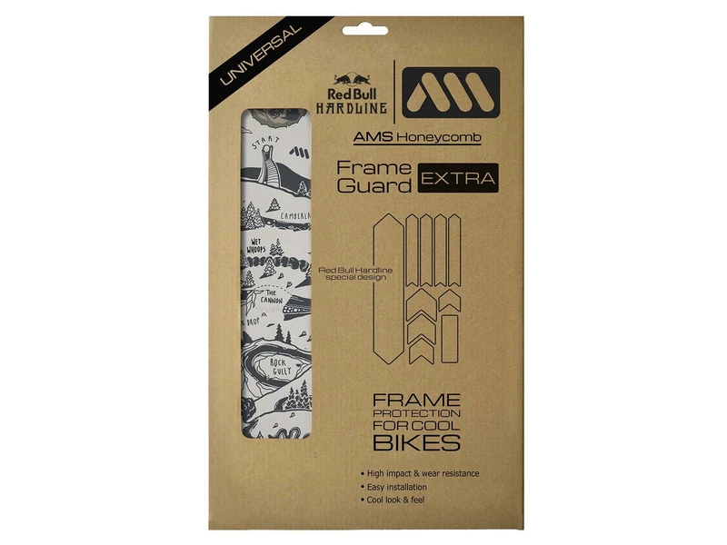 All Mountain Style AMS High Impact Frame Guard Extra - Protects Your Bike from Scratches and dings, Red Bull Hard Grey
