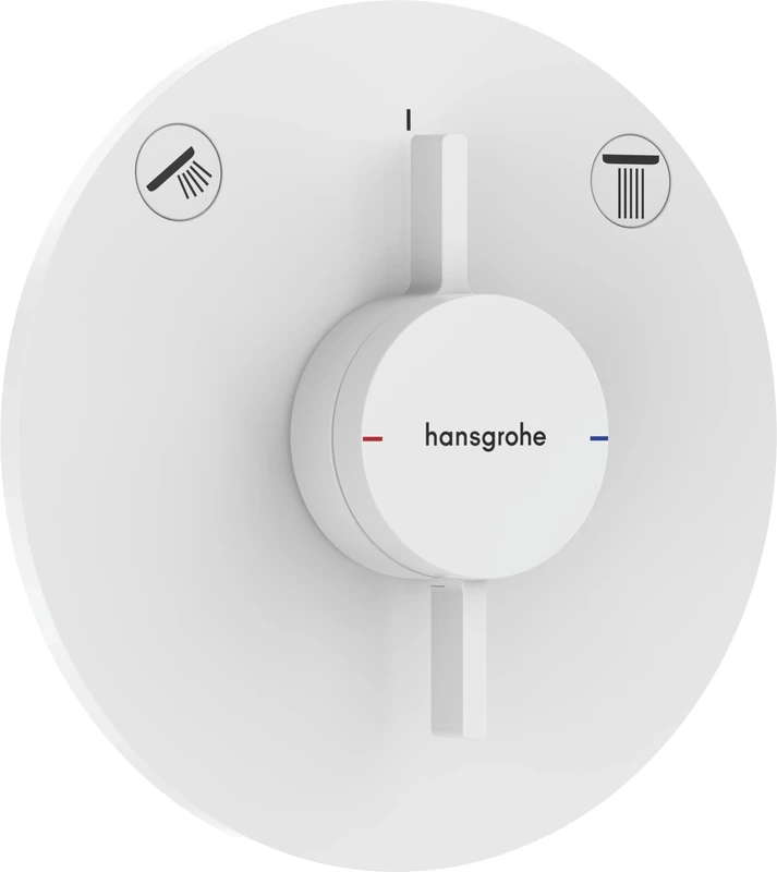 hansgrohe DuoTurn S - shower mixer conceiled for 2 functions, shower mixer tap round, single lever shower mixer for iBox universal 2, matt white, 75418700