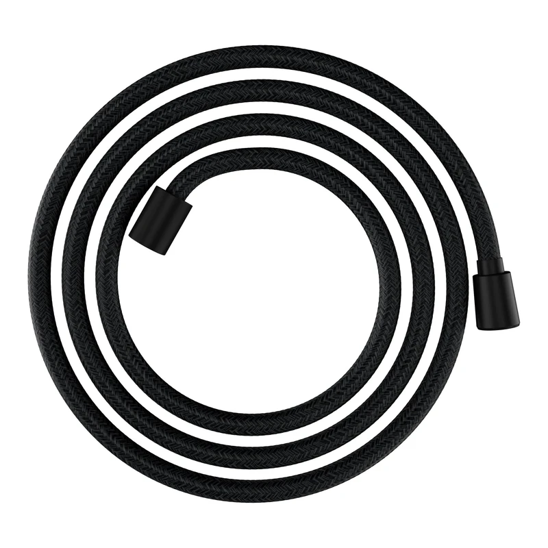 hansgrohe Designflex - universal fit textile shower hose 2,00 m, tangle free, flexible shower head hose anti-kink, incl. sealing rings, matt black, 28230670