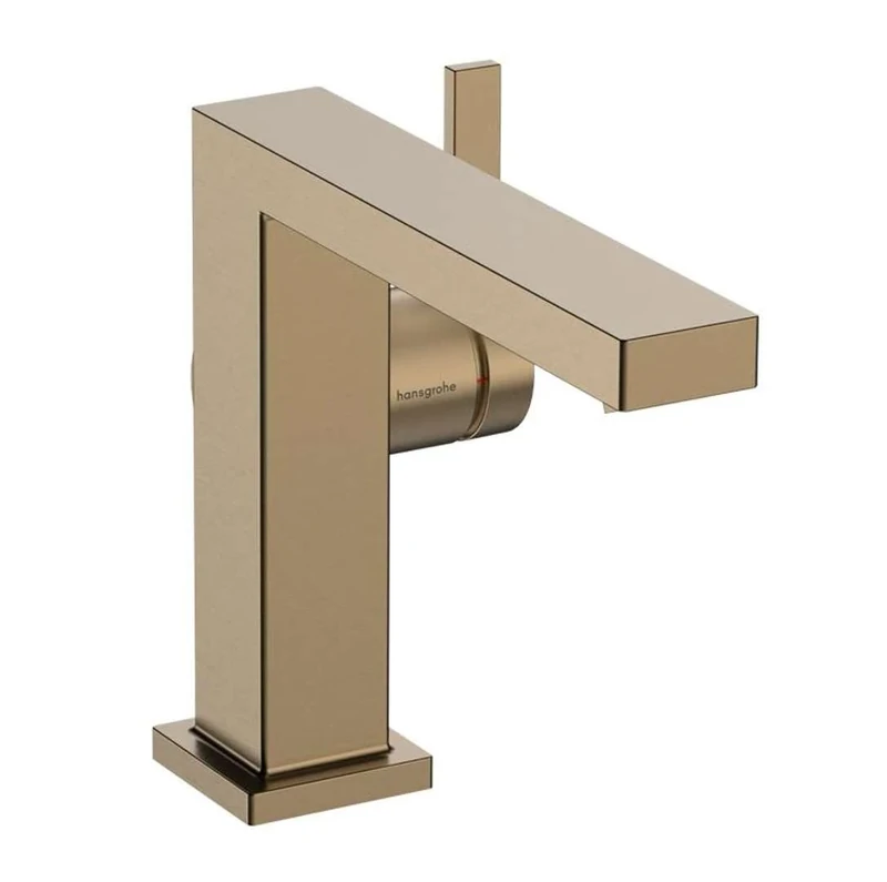 hansgrohe Tecturis E Fine - bathroom tap with push-open waste, energy-saving (CoolStart), bathroom sink tap with spout height 110 mm, basin mixer tap water-saving (EcoSmart+), brushed bronze, 73020140