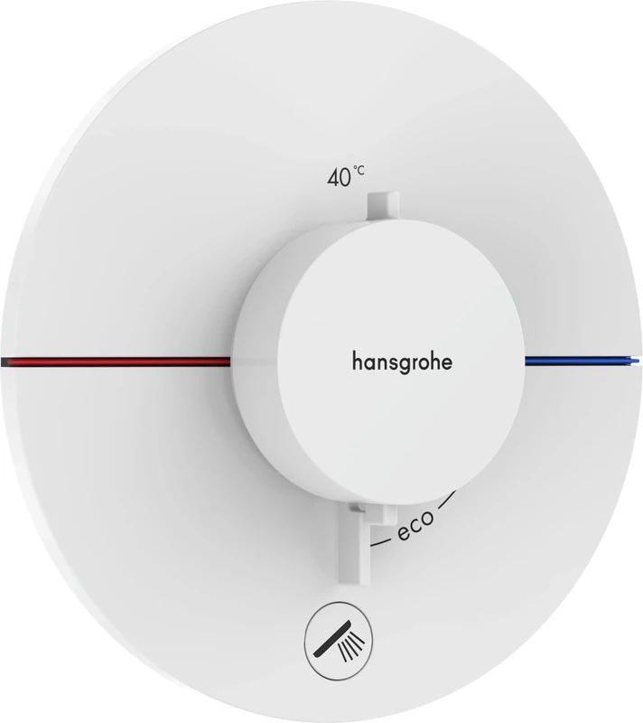 hansgrohe ShowerSelect Comfort S - thermostat conceiled, bathroom tap with safety stop at 40 °C, thermostat round for showers and bath tubs, shower mixer for 1 function, matt white, 15562700