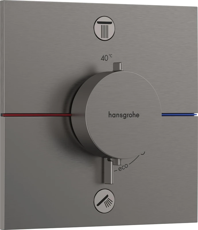 hansgrohe ShowerSelect Comfort E - thermostat conceiled, bathroom tap with safety stop at 40 °C, thermostat square for shower and bath tub, shower mixer for 2 functions, brushed black chrome, 15578340