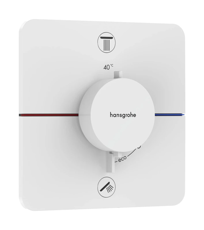 hansgrohe ShowerSelect Comfort Q - thermostat conceiled, bathroom tap with safety stop at 40 °C, thermostat for showers and bath tubs, shower mixer for 2 functions, matt white, 15586700