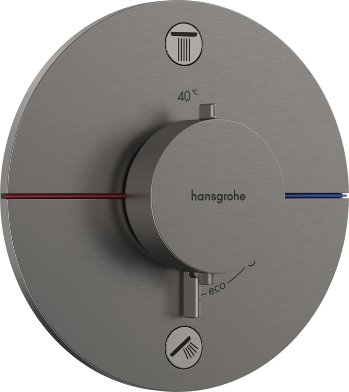 hansgrohe ShowerSelect Comfort S - thermostat conceiled, bathroom tap with safety stop at 40 °C, thermostat round for shower and bath tub, shower mixer for 2 functions, brushed black chrome, 15556340