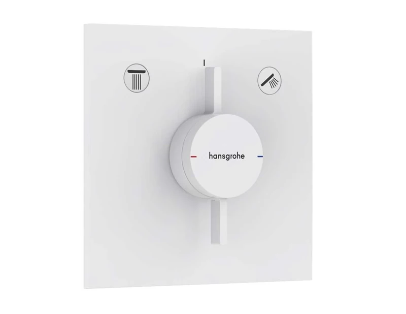 hansgrohe DuoTurn E - shower mixer conceiled for 2 functions, shower mixer tap square, single lever shower mixer for iBox universal 2, matt white, 75417700