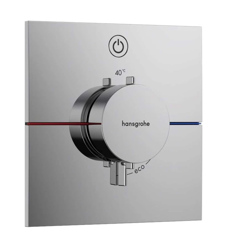 hansgrohe ShowerSelect Comfort E - thermostat conceiled, bathroom tap with safety stop at 40 °C, thermostat square for showers and bath tubs, shower mixer for 1 function, chrome, 15571000