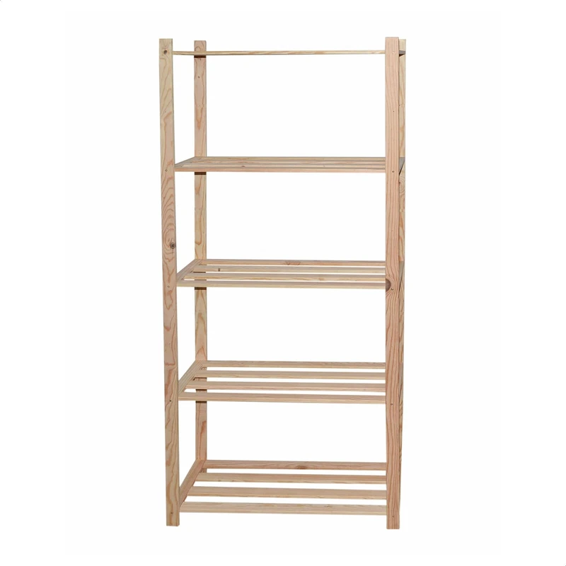 WELL HOME MOBILIARIO & DECORACIÓN Wooden Shelf with 5 Shelves, 170 x 35 x 4 cm