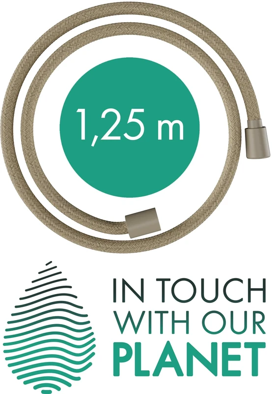 hansgrohe Designflex Planet Edition - universal fit shower hose 1,25 m, tangle free, flexible shower head hose anti-kink, incl. sealing rings, sand, 28221210