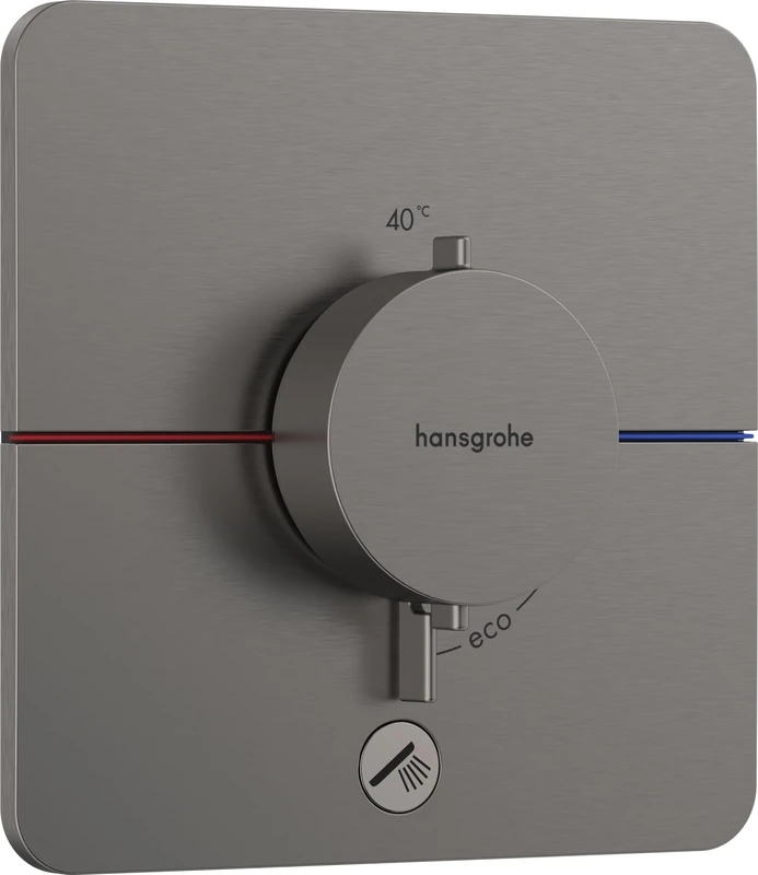 hansgrohe ShowerSelect Comfort Q - thermostat conceiled, bathroom tap with safety stop at 40 °C, thermostat for showers and bath tubs, shower mixer for 1 function, brushed black chrome, 15589340