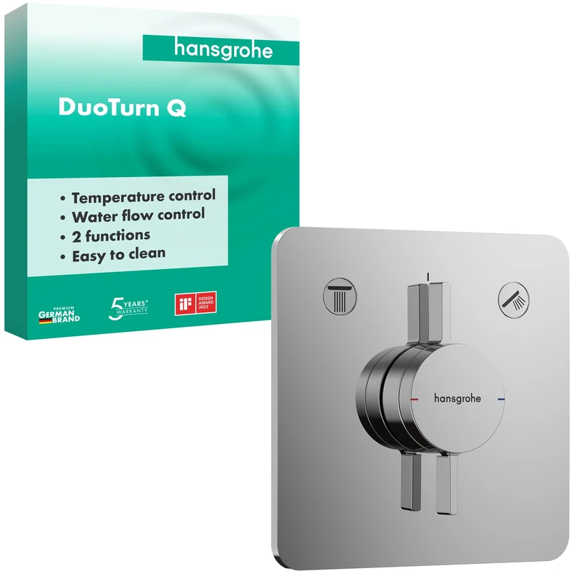 hansgrohe DuoTurn Q - shower mixer conceiled for 2 functions, shower mixer tap, single lever shower mixer for iBox universal 2, chrome, 75414000