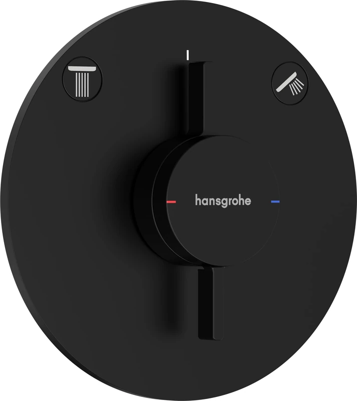 hansgrohe DuoTurn S - shower mixer conceiled for 2 functions, shower mixer tap round, single lever shower mixer for iBox universal 2, matt black, 75418670