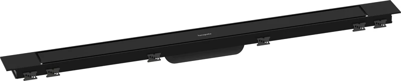 hansgrohe 56216670 RainDrain Match Plus 900 Shower Drain Set with Height-Adjustable Frame Complete Channel, Matte Black, 90 cm - Image 1
