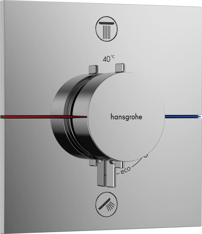 hansgrohe ShowerSelect Comfort E - thermostat conceiled, bathroom tap with safety stop at 40 °C, thermostat square for showers and bath tubs, shower mixer for 2 functions, chrome, 15578000