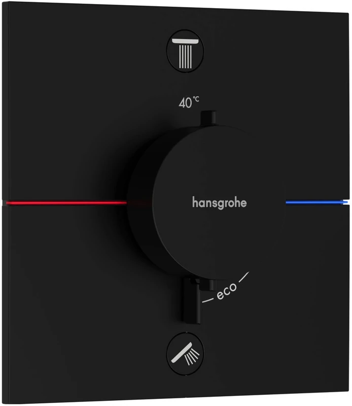 hansgrohe ShowerSelect Comfort E - thermostat conceiled, bathroom tap with safety stop at 40 °C, thermostat square for showers and bath tubs, shower mixer for 2 functions, matt black, 15578670