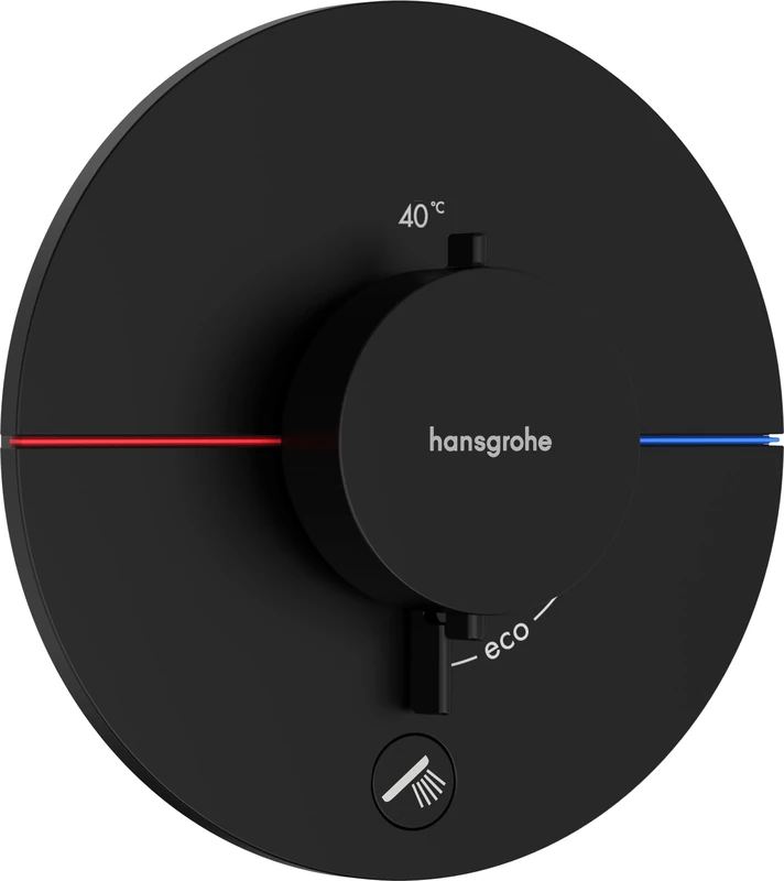 hansgrohe ShowerSelect Comfort S - thermostat conceiled, bathroom tap with safety stop at 40 °C, thermostat round for showers and bath tubs, shower mixer for 1 function, matt black, 15562670