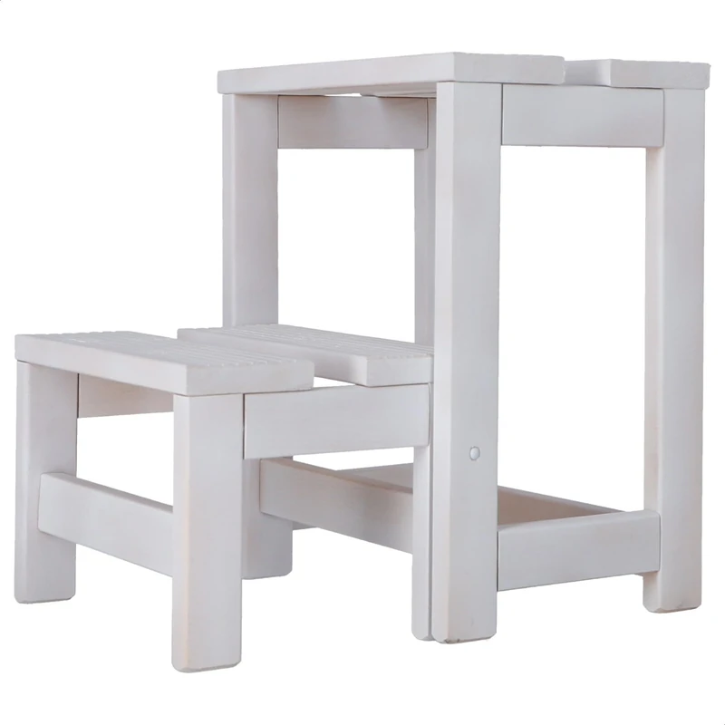 WELL HOME MOBILIARIO & DECORACIÓN Ladder Stool with 2 Steps White, 32x23x40