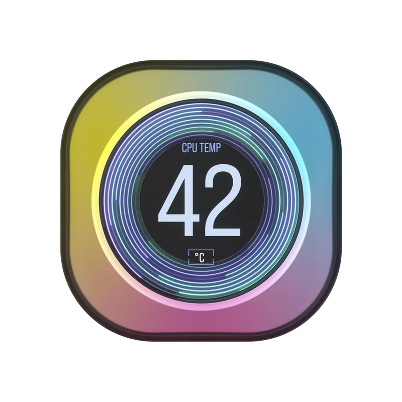 Corsair iCUE LINK AIO LCD Screen Module - 2.1” IPS LCD screen - 24 Individually Addressable RGB LEDs - Tool-Free Installation - Black