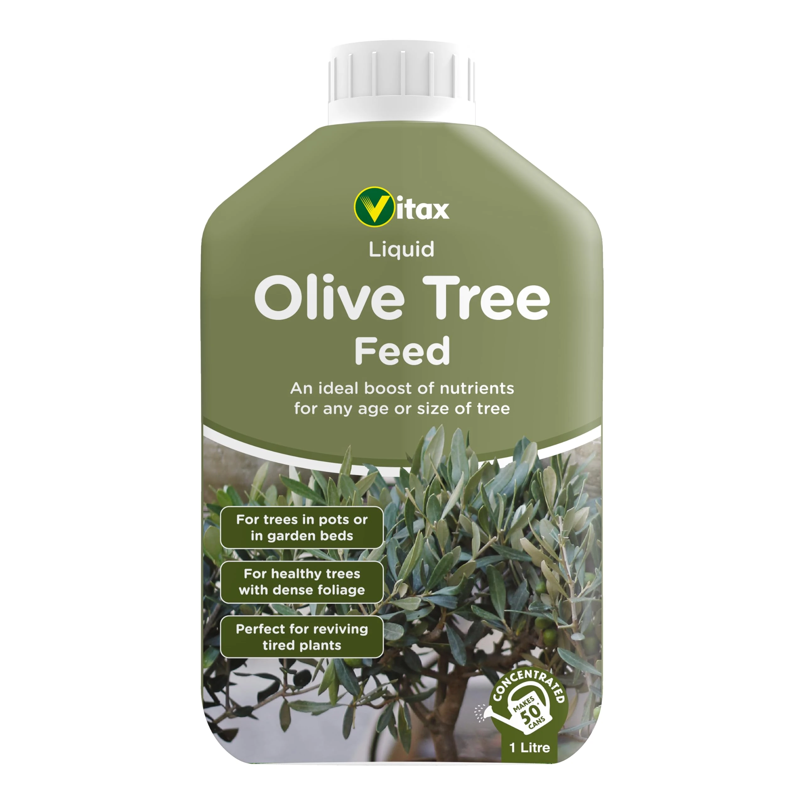 Vitax Olive Tree Liquid Feed, Suitable For Trees In Borders, Pots & Containers, Promotes Healthy Growth: 1 Litre (Makes 250 Litres)