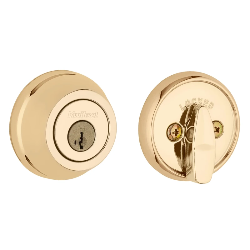 Kwikset 97800-225 780 Deadbolt Series Single Cylinder, Polished Brass, New