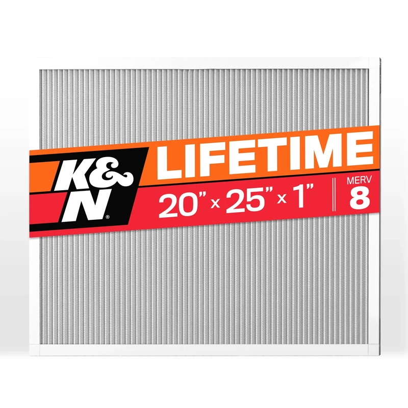 K&N 20X25X1 HVAC Furnace Air Filter, Lasts a Lifetime, Washable, Merv 8, the Last HVAC Filter You Will Ever Buy, Breathe Safely at Home or in the Office, HVC-8-12025