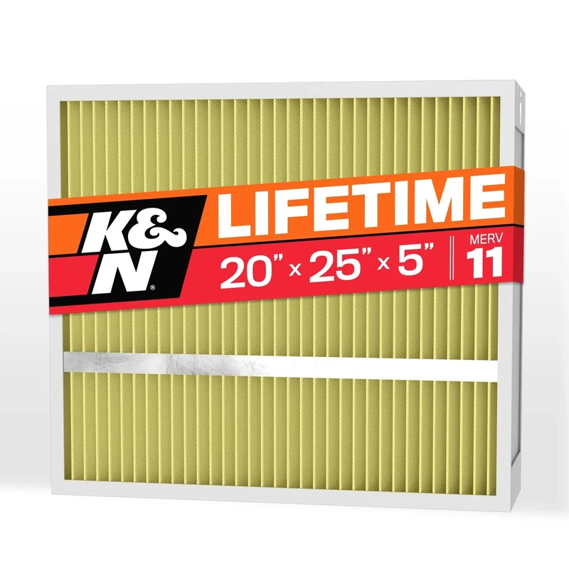 K&N 20X25X5 HVAC Furnace Air Filter, Lasts a Lifetime, Washable, Merv 11, the Last HVAC Filter You Will Ever Buy, Breathe Safely at Home or in the Office, HVC-52025