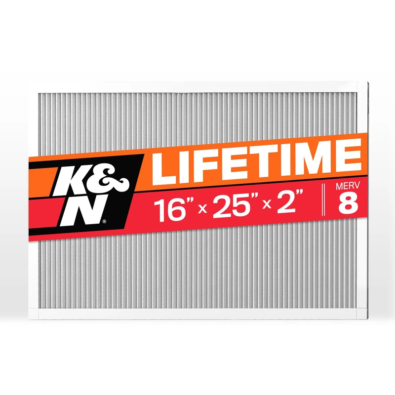K&N 16X25X2 HVAC Furnace Air Filter, Lasts a Lifetime, Washable, Merv 8, the Last HVAC Filter You Will Ever Buy, Breathe Safely at Home or in the Office, HVC-8-21625