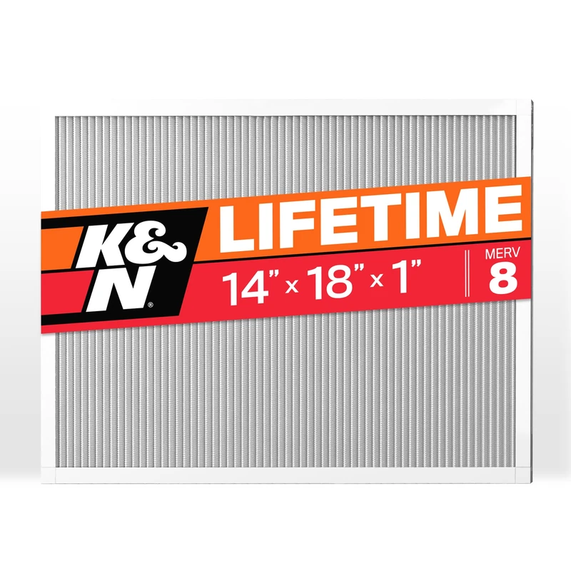 K&N 14X18X1 HVAC Furnace Air Filter, Lasts a Lifetime, Washable, Merv 8, the Last HVAC Filter You Will Ever Buy, Breathe Safely at Home or in the Office, HVC-8-11418