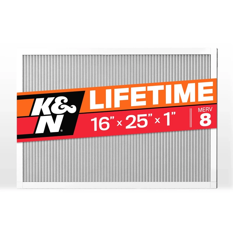 K&N 16X25X1 HVAC Furnace Air Filter, Lasts a Lifetime, Washable, Merv 8, the Last HVAC Filter You Will Ever Buy, Breathe Safely at Home or in the Office, HVC-8-11625