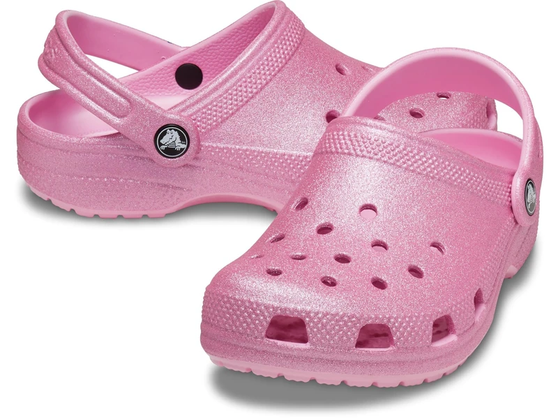 Crocs Kids Clogs, Classic Glitter Clog K, Pink Tweed Glitter,6 UK