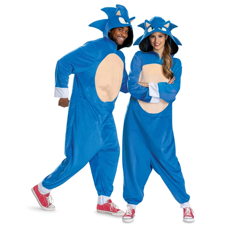 Disguise Sonic 3 Sonic Fancy Dress Jumpsuit for Adults, Officially Licensed, Inspired by Sonic 3 Movie, Includes Detailed Fabric Hood, Soft Fabric, Size S/M - Image 1
