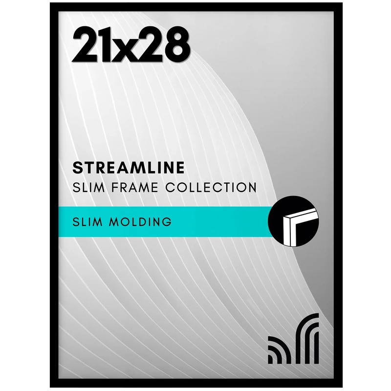 Americanflat 21x28 Poster Frame with Polished Plexiglass - Streamline Collection - Thin Border Picture Frame for Wall Display - Hanging Hardware Included - Black