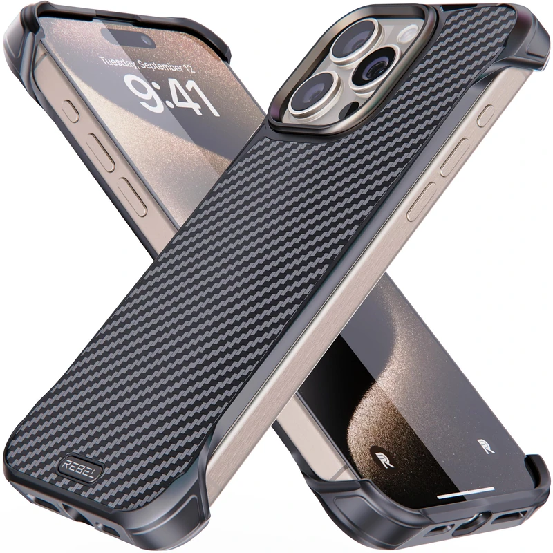 REBEL Case for iPhone 15 Pro Max [Flex Series] Exposed Sides for Comfort, Aramid Fiber, Strong MagSafe Compatible, Shockproof, Metal Lens, Protective Frameless Design, 6.7 Inch Phone 2023 (Flex) - Image 1