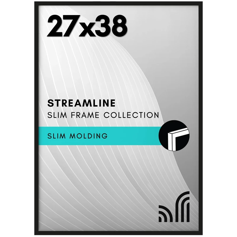 Americanflat 27x38 Poster Frame in Black - Thin Border Photo Frame with Polished Plexiglass - Wall Picture Frame with Hanging Hardware Included for Horizontal or Vertical Display Format