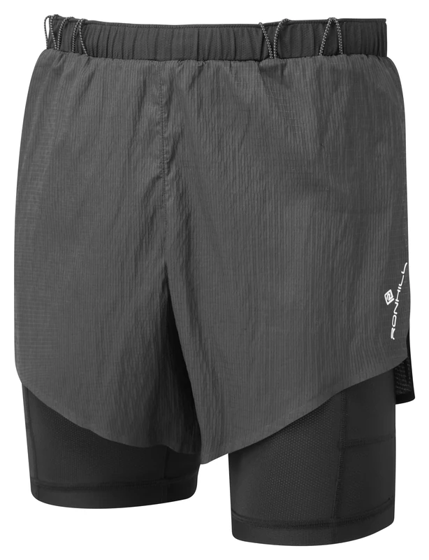 Ronhill Running, Men's Tech Race Twin 2in1 Short, All Black, Size M
