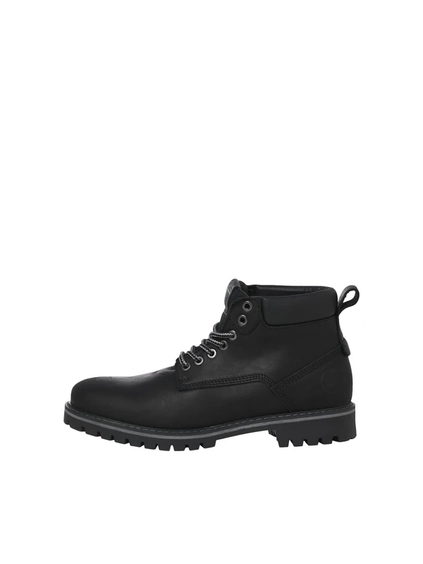 JACK & JONES Men's Jfwqueensway Leather Boot Sn Lace-Up Ankle Boots, charcoal, 8 UK