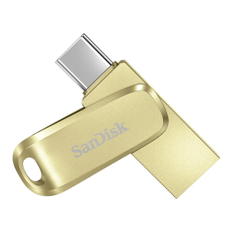 SanDisk 512GB Ultra Dual Drive Luxe Flash Drive, smartphone storage, USB C memory stick up to 400 MB/s, reversible USB Type-C and USB Type-A connectors, for tablets, Macs, computers, Gold
