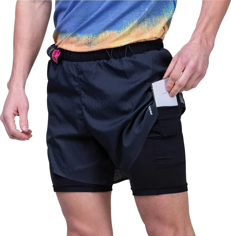 Ronhill Running, Men's Tech Race Twin 2in1 Short, All Black, Size L