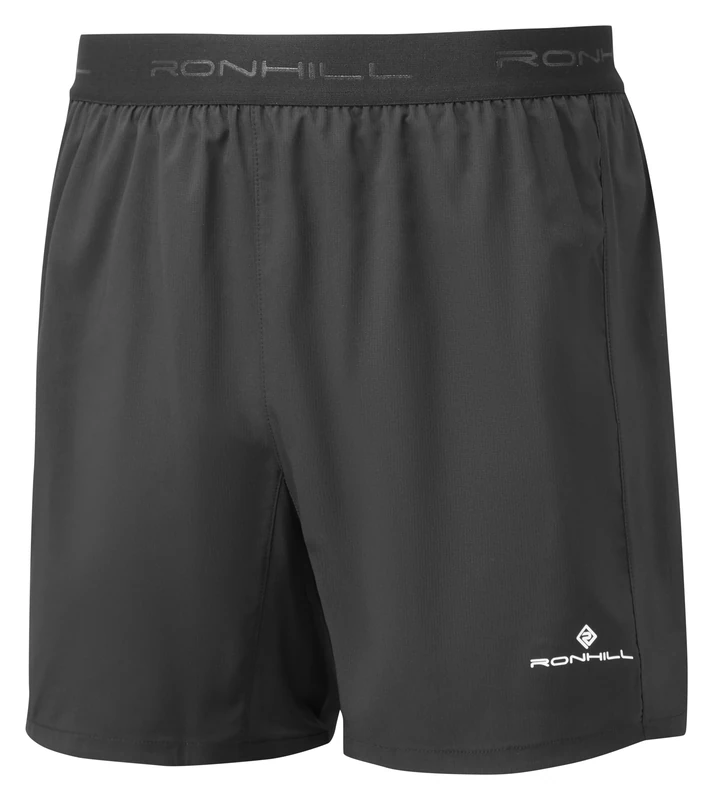 Ronhill Running, Men's Tech 5" Short, All Black with Reflect, L